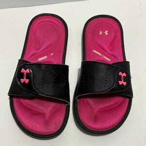 Under Armour Pink & Black Slide Sandals Youth 4Y